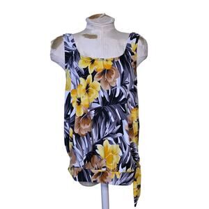 Swimsuits For All Hibiscus‎ Floral Side Tie Blouson Tankini Top Size 16 beachy